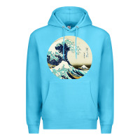 Ocean Blue great wave Premium Hoodie - linhVisuals