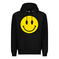 Black vintage retro happy smiley face 80's 90's aesthetic sweatshirt Premium Hoodie - linhVisuals