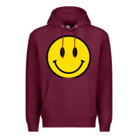 Burgundy vintage retro happy smiley face 80's 90's aesthetic sweatshirt Premium Hoodie - linhVisuals