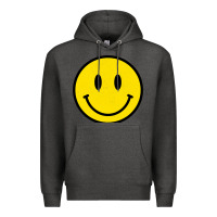 Charcoal Heather vintage retro happy smiley face 80's 90's aesthetic sweatshirt Premium Hoodie - linhVisuals