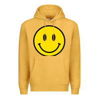 Mustard vintage retro happy smiley face 80's 90's aesthetic sweatshirt Premium Hoodie - linhVisuals