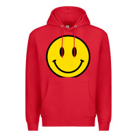 Red vintage retro happy smiley face 80's 90's aesthetic sweatshirt Premium Hoodie - linhVisuals