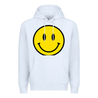 White vintage retro happy smiley face 80's 90's aesthetic sweatshirt Premium Hoodie - linhVisuals