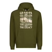 Army Green grandpa and grandson the legend t  shirtgrandpa and grandson the legen Premium Hoodie - linhVisuals