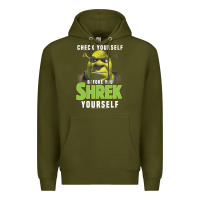 Army Green sh.rek check yourself before you sh.rek yourself t shirt Premium Hoodie - linhVisuals