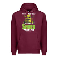 Burgundy sh.rek check yourself before you sh.rek yourself t shirt Premium Hoodie - linhVisuals