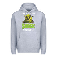 Heather Grey sh.rek check yourself before you sh.rek yourself t shirt Premium Hoodie - linhVisuals