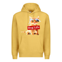 Antique Gold hug life kitty cat Premium Hoodie - linhVisuals