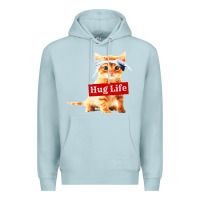 Blue Mist hug life kitty cat Premium Hoodie - linhVisuals