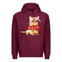 Burgundy hug life kitty cat Premium Hoodie - linhVisuals