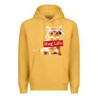 Mustard hug life kitty cat Premium Hoodie - linhVisuals