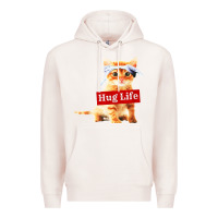 Pale Pink hug life kitty cat Premium Hoodie - linhVisuals