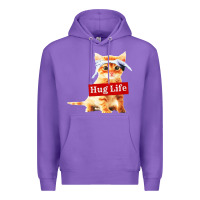 Purple hug life kitty cat Premium Hoodie - linhVisuals
