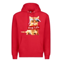 Red hug life kitty cat Premium Hoodie - linhVisuals