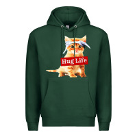 Sports Green hug life kitty cat Premium Hoodie - linhVisuals