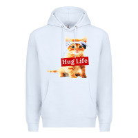 White hug life kitty cat Premium Hoodie - linhVisuals
