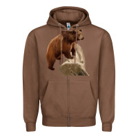 Chestnut California Grizzly Bear Zipper Hoodie - RanaPortraitStore