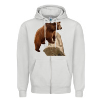 Dove Grey California Grizzly Bear Zipper Hoodie - RanaPortraitStore