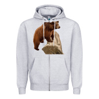 Heather Grey California Grizzly Bear Zipper Hoodie - RanaPortraitStore