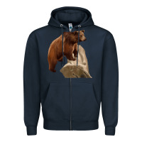 Navy California Grizzly Bear Zipper Hoodie - RanaPortraitStore