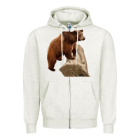 Oatmeal Heather California Grizzly Bear Zipper Hoodie - RanaPortraitStore