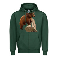 Sports Green California Grizzly Bear Zipper Hoodie - RanaPortraitStore