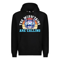 Black skiing t  shirt ski goggles cat the meowtains are calling skier winter Premium Hoodie - linhVisuals