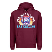 Burgundy skiing t  shirt ski goggles cat the meowtains are calling skier winter Premium Hoodie - linhVisuals
