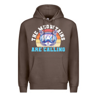 Coffee skiing t  shirt ski goggles cat the meowtains are calling skier winter Premium Hoodie - linhVisuals