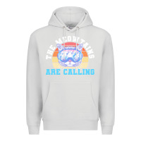 Dove Grey skiing t  shirt ski goggles cat the meowtains are calling skier winter Premium Hoodie - linhVisuals