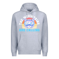 Heather Grey skiing t  shirt ski goggles cat the meowtains are calling skier winter Premium Hoodie - linhVisuals