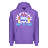 Purple skiing t  shirt ski goggles cat the meowtains are calling skier winter Premium Hoodie - linhVisuals