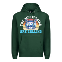 Sports Green skiing t  shirt ski goggles cat the meowtains are calling skier winter Premium Hoodie - linhVisuals