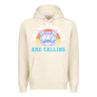 Tofu skiing t  shirt ski goggles cat the meowtains are calling skier winter Premium Hoodie - linhVisuals