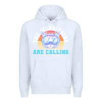 White skiing t  shirt ski goggles cat the meowtains are calling skier winter Premium Hoodie - linhVisuals