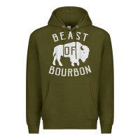 Army Green beast of bourbon drinking whiskey design bison buffalo party t shirt Premium Hoodie - linhVisuals