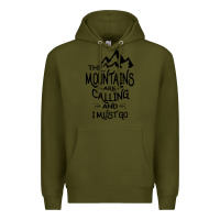 Army Green the mountains are calling and i must go   black Premium Hoodie - linhVisuals