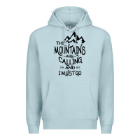 Blue Mist the mountains are calling and i must go   black Premium Hoodie - linhVisuals