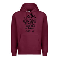 Burgundy the mountains are calling and i must go   black Premium Hoodie - linhVisuals