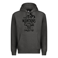 Charcoal Heather the mountains are calling and i must go   black Premium Hoodie - linhVisuals