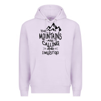 Lilac the mountains are calling and i must go   black Premium Hoodie - linhVisuals