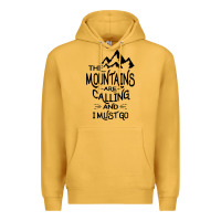 Mustard the mountains are calling and i must go   black Premium Hoodie - linhVisuals
