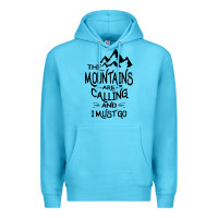 Ocean Blue the mountains are calling and i must go   black Premium Hoodie - linhVisuals
