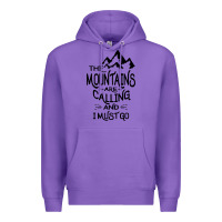 Purple the mountains are calling and i must go   black Premium Hoodie - linhVisuals