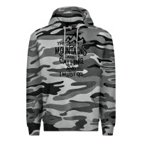 Slate Camo the mountains are calling and i must go   black Premium Hoodie - linhVisuals