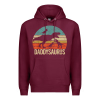Burgundy daddy dinosaur daddysaurus 3 three kids xmas christmas gift t shirt Premium Hoodie - linhVisuals