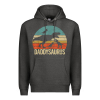 Charcoal Heather daddy dinosaur daddysaurus 3 three kids xmas christmas gift t shirt Premium Hoodie - linhVisuals