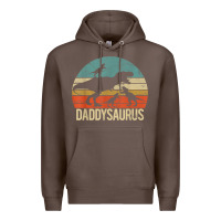 Coffee daddy dinosaur daddysaurus 3 three kids xmas christmas gift t shirt Premium Hoodie - linhVisuals