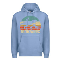 Colony Blue daddy dinosaur daddysaurus 3 three kids xmas christmas gift t shirt Premium Hoodie - linhVisuals