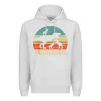 Dove Grey daddy dinosaur daddysaurus 3 three kids xmas christmas gift t shirt Premium Hoodie - linhVisuals
